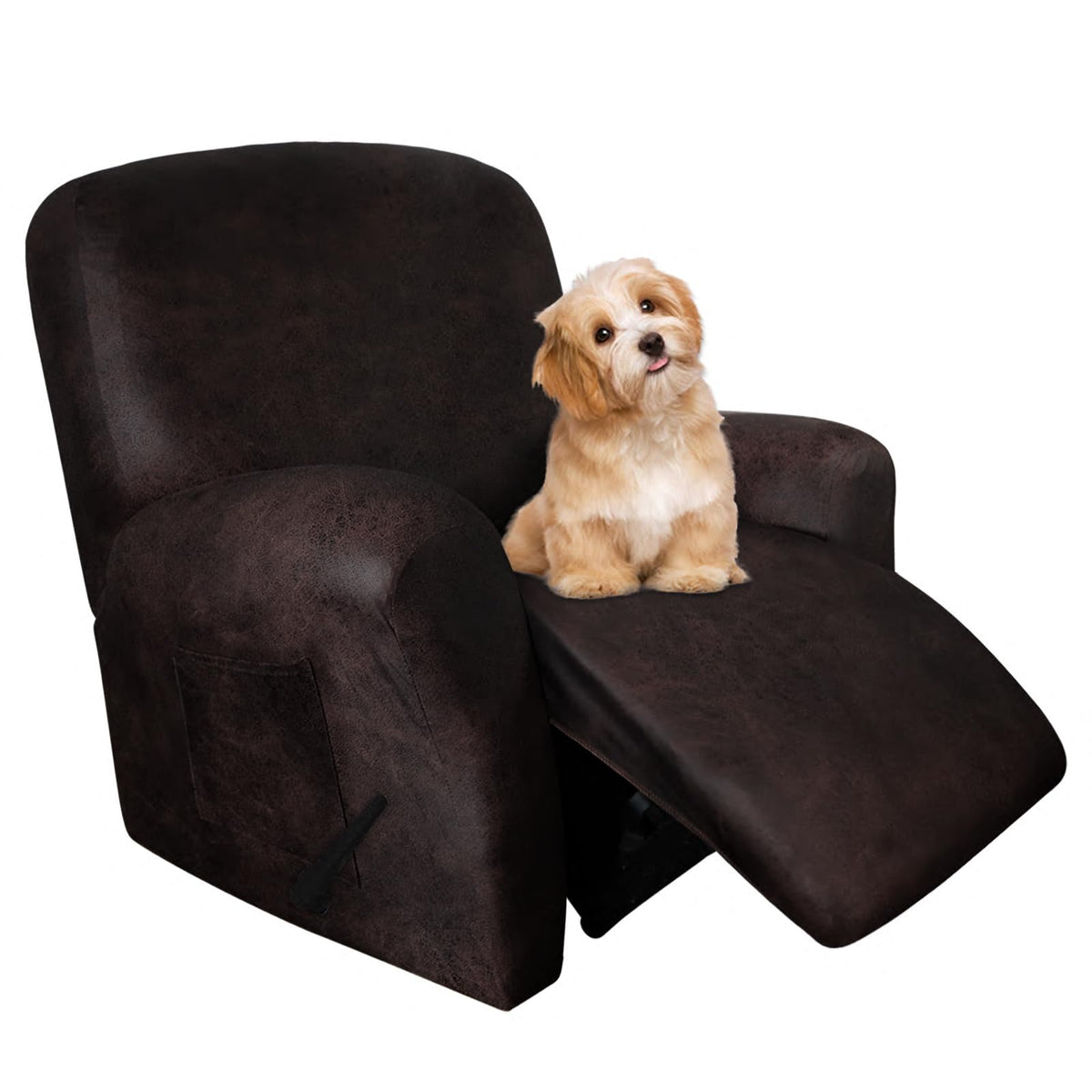 molasofa Leather Like Additional Recliner Console Cover for Reclining Loveseat Covers Stretch Jacquard Middle Consolefor Recliner Couch(Dark Brown)
