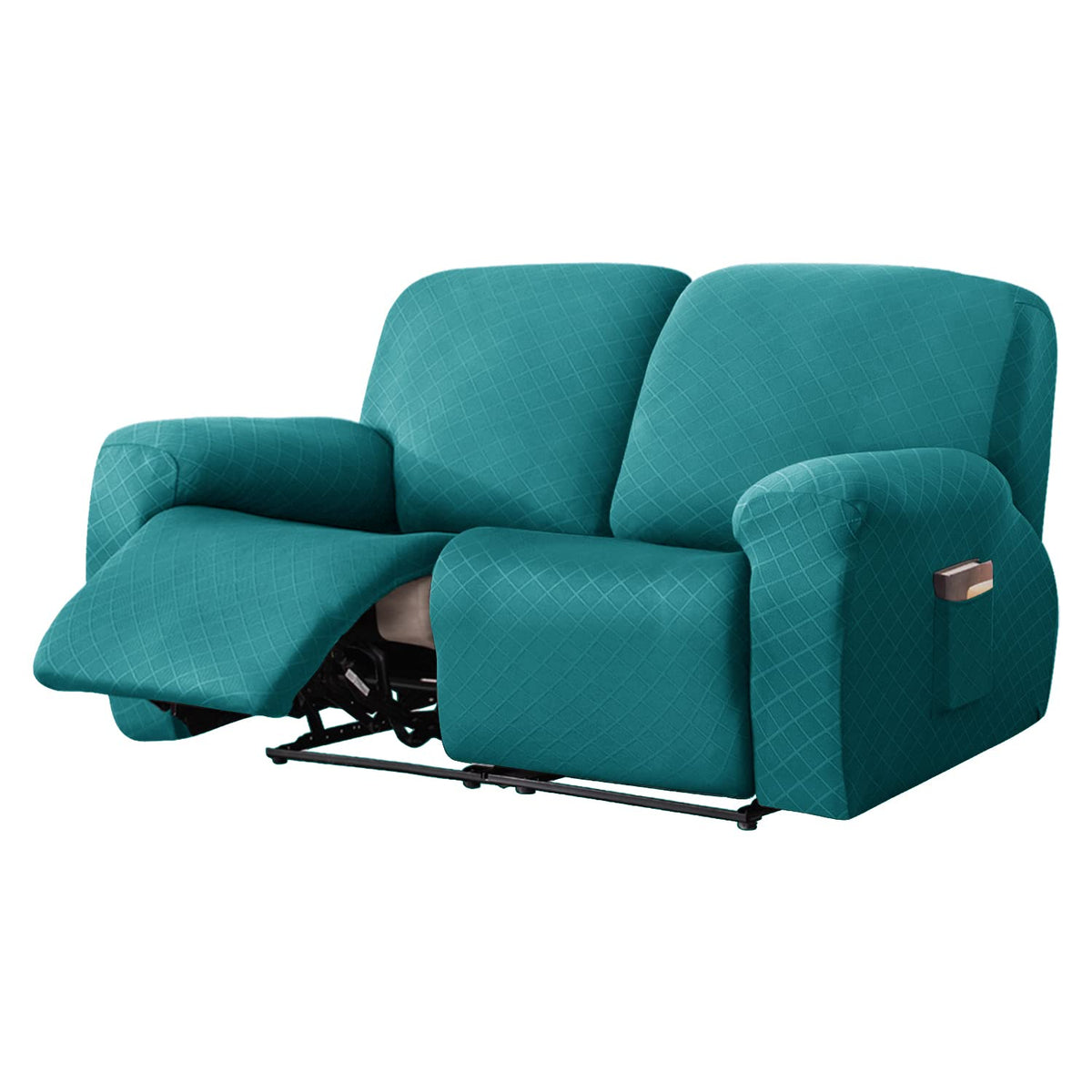 vctops Diamond Recliner Loveseat Slipcover 6-Pieces Stretch Dual Recliner Sofa Covers for 2 Seat Dual Reclining Loveseat Couch Soft Solid Furniture Protector (Dark Coffee,2 Seat)