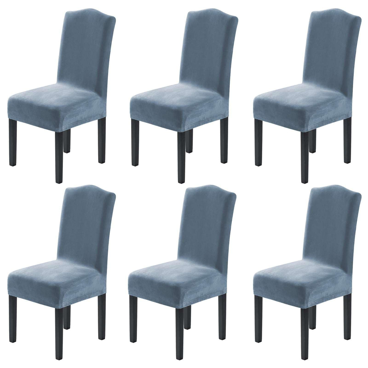 H.VERSAILTEX Dining Chair Covers Velvet Stretch Chair Covers for Dining Room Set of 6 Parson Chair Slipcovers Chair Protectors Covers, Soft Thick Solid Velvet Fabric Washable, Ivory
