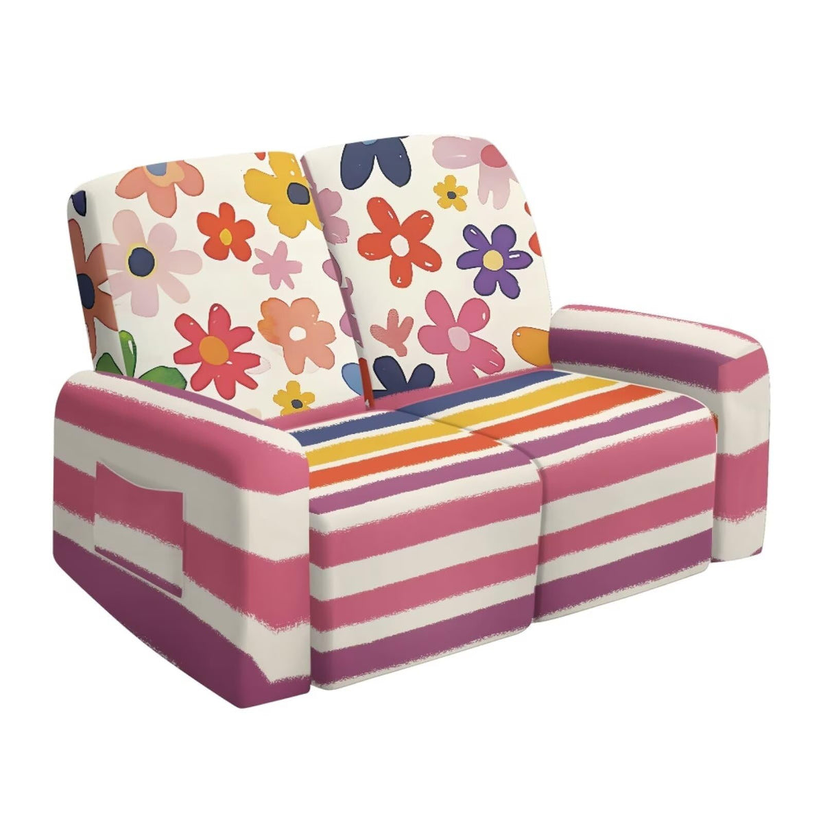 6 Pieces Stretch Recliner Loveseat Covers, Mid-Century Modern Geometric Washable Slipcovers Soft Furniture Protectors with Elastic Bottom for Kids and Pets 2 Seater