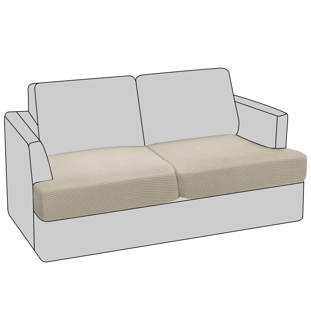 PrinceDeco T Cushion Loveseat Slipcover - 3 Pieces Sofa Cover for 2 Cushion Couch with 2 Individual T Shape Seat Covers Width Up to 76 Inch - Stretch, Machine Washable, Porcelain