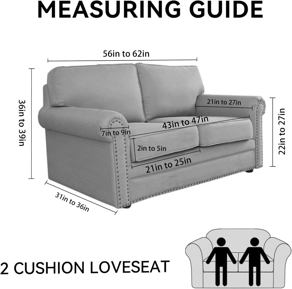100% WaterproofLoveseat Cover 3-Piece Set Striped Loveseat Slipcovers for 2 Cushion Couch Sofa Covers with TPU Leakproof Bottom Stretch Couch Protector Pet Proof - Loveseat, Navy