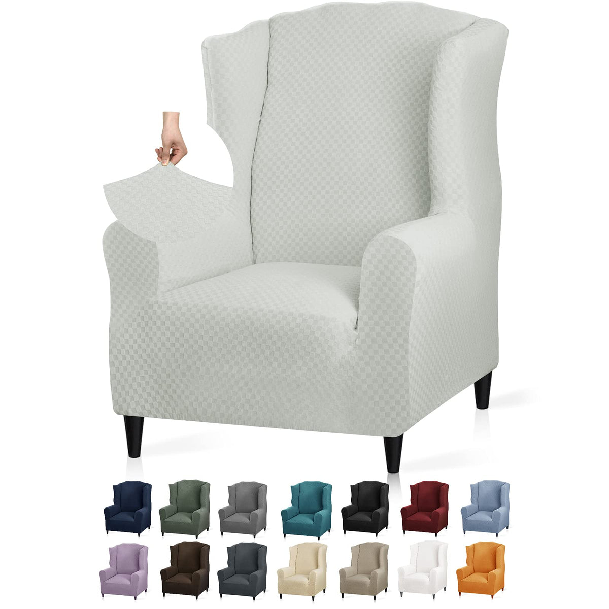 YEMYHOM 2 Packs Latest Checkered Dining Chair Slipcover Parsons Chair Furniture Protector Stretch Chair Covers for Dining Room, Restaurant, Kitchen, Party (Light Gray)