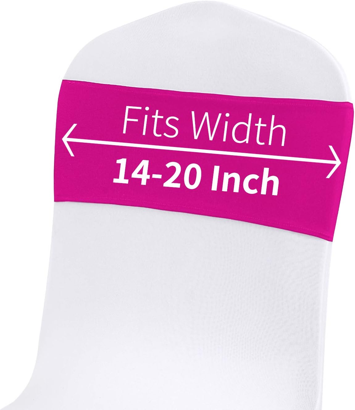 Peomeise 50pcs Fuchsia Spandex Chair Sashes with Buckle Slider for Wedding, Party Decoration