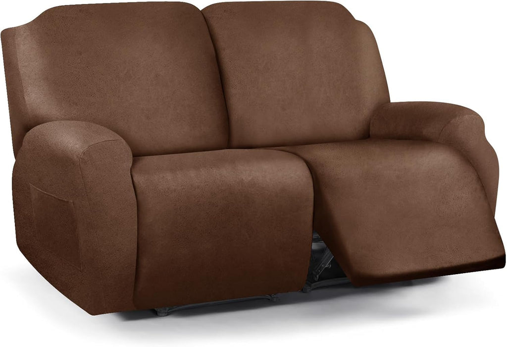 molasofa Leather Like Additional Recliner Console Cover for Reclining Loveseat Covers Stretch Jacquard Middle Consolefor Recliner Couch(Dark Brown)