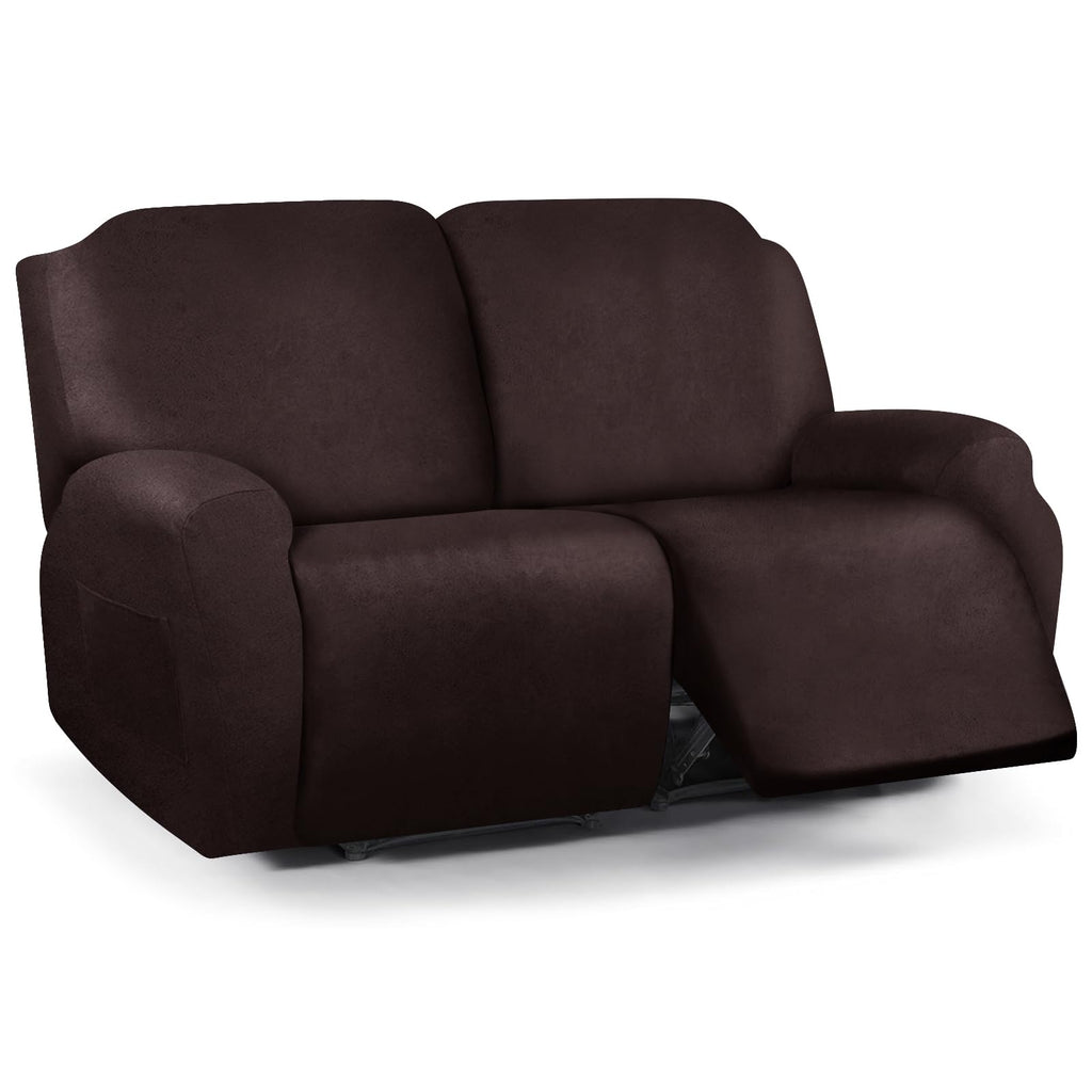 molasofa Leather Like Additional Recliner Console Cover for Reclining Loveseat Covers Stretch Jacquard Middle Consolefor Recliner Couch(Dark Brown)