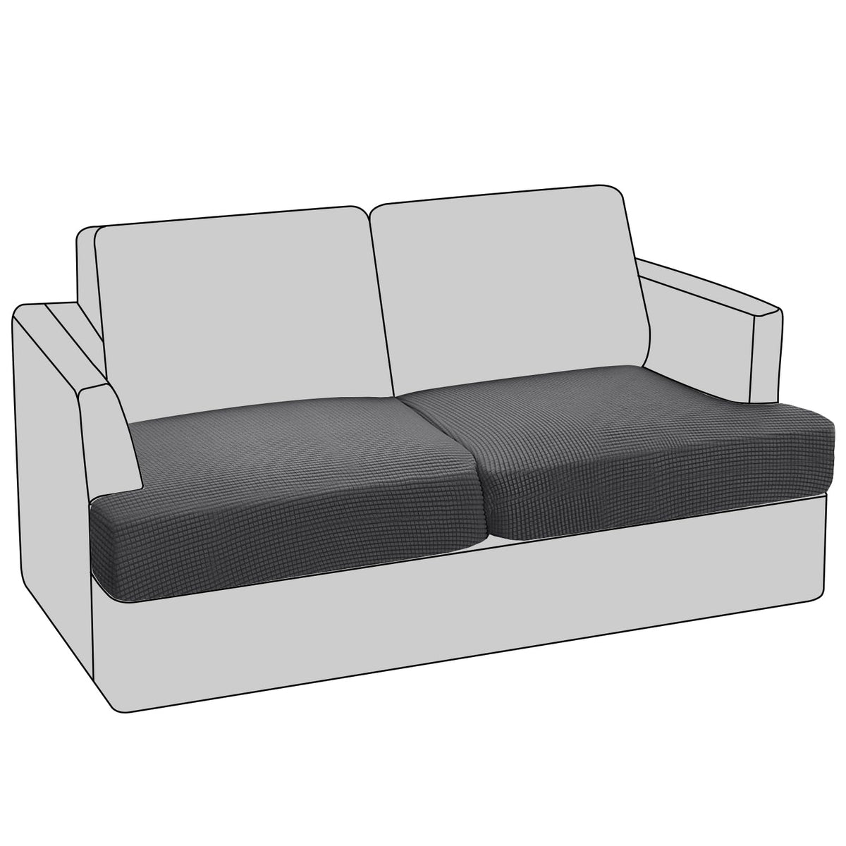 PrinceDeco T Cushion Loveseat Slipcover - 3 Pieces Sofa Cover for 2 Cushion Couch with 2 Individual T Shape Seat Covers Width Up to 76 Inch - Stretch, Machine Washable, Porcelain