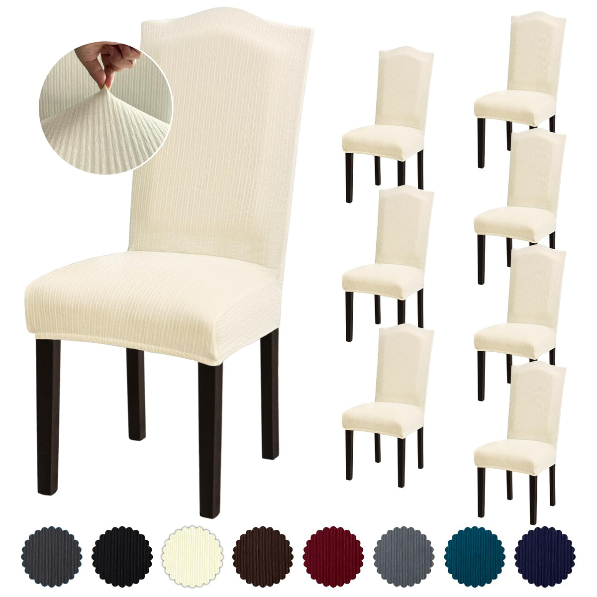 Stretch Dining Room Chair Covers Set of 6, Removable Washable Chair Covers for Dining Chairs,Dining Room, Hotel, Ceremony