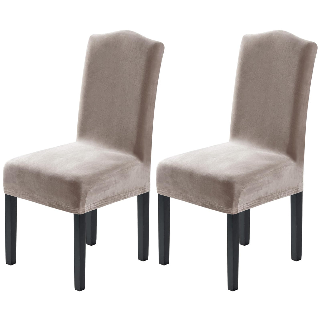 H.VERSAILTEX Dining Chair Covers Velvet Stretch Chair Covers for Dining Room Set of 6 Parson Chair Slipcovers Chair Protectors Covers, Soft Thick Solid Velvet Fabric Washable, Ivory