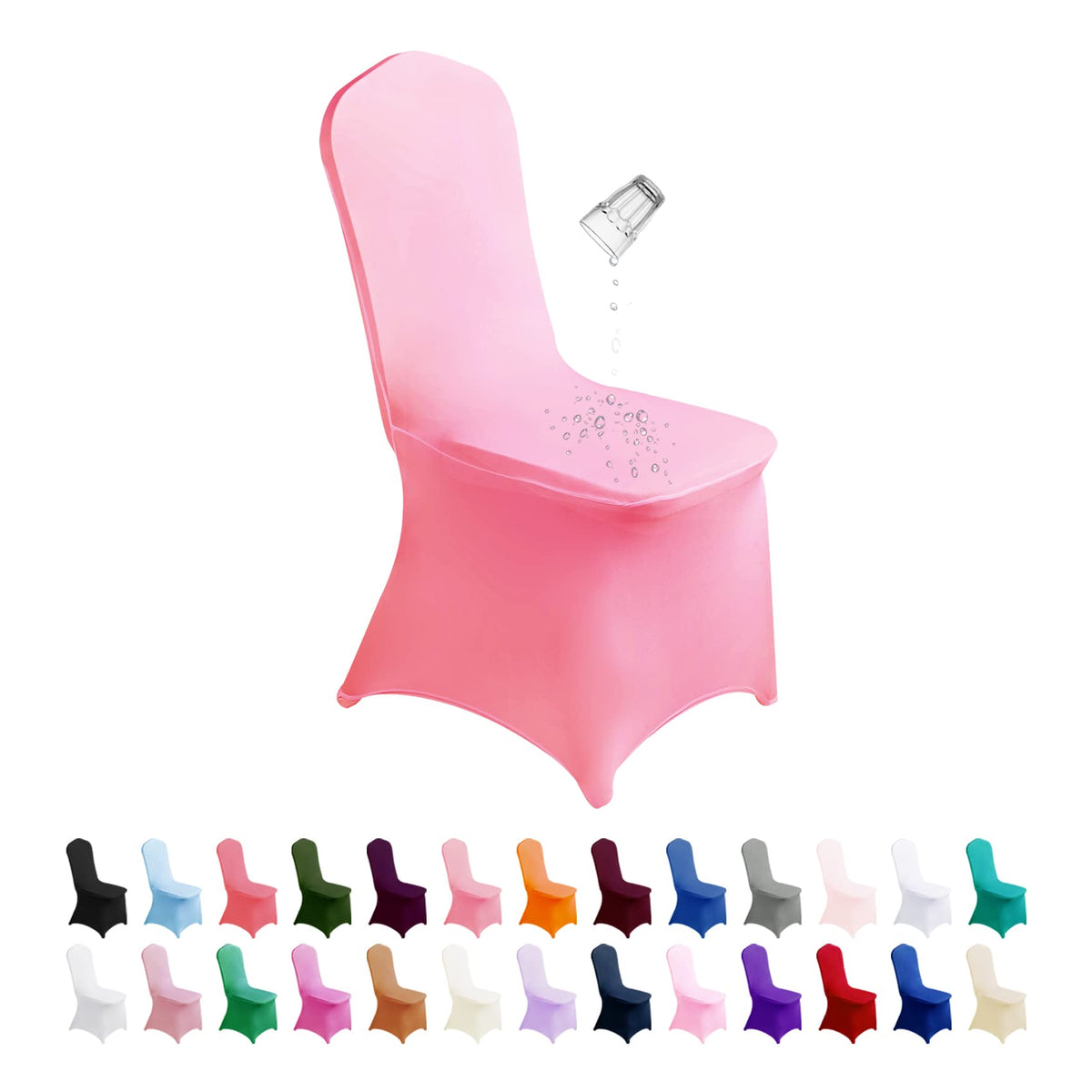SuperO Waterproof Spandex Chair Cover 25PCS, Stretch Dining Chair Covers, Polyester Outdoor Chair Covers, Protector Stretch Chair Cover for Party Universal, Banquet, Wedding Event, Hotel(White)