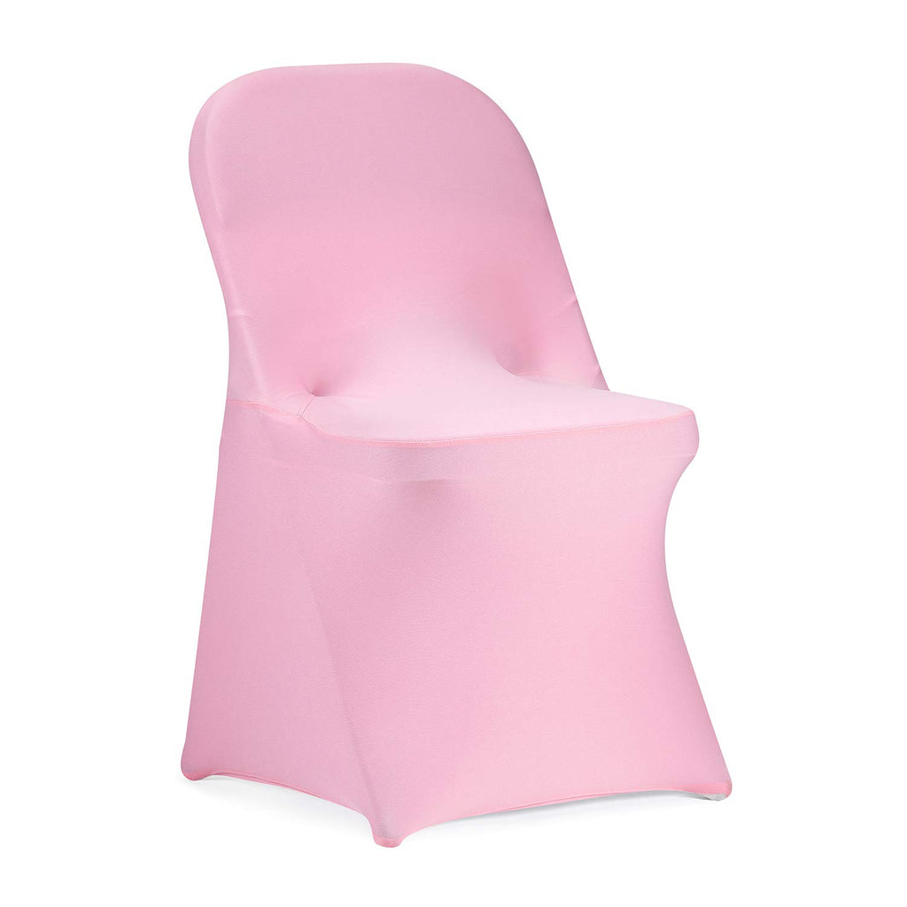 Peomeise Stretch Spandex Folding Chair Cover for Wedding Party Dining Banquet Event (White,12pcs)
