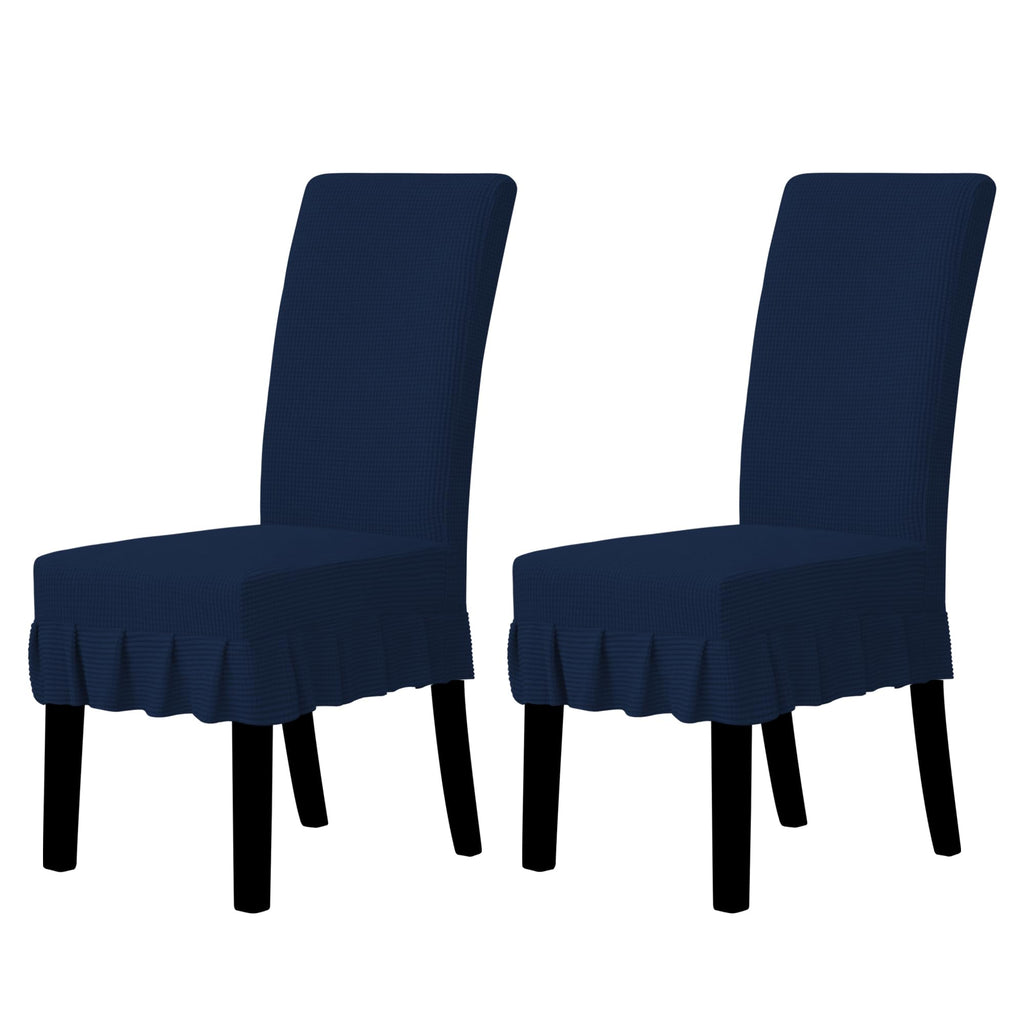 Easy-Going 2 PCS Stretch Dining Room Chair Covers with Skirt, Light Gray