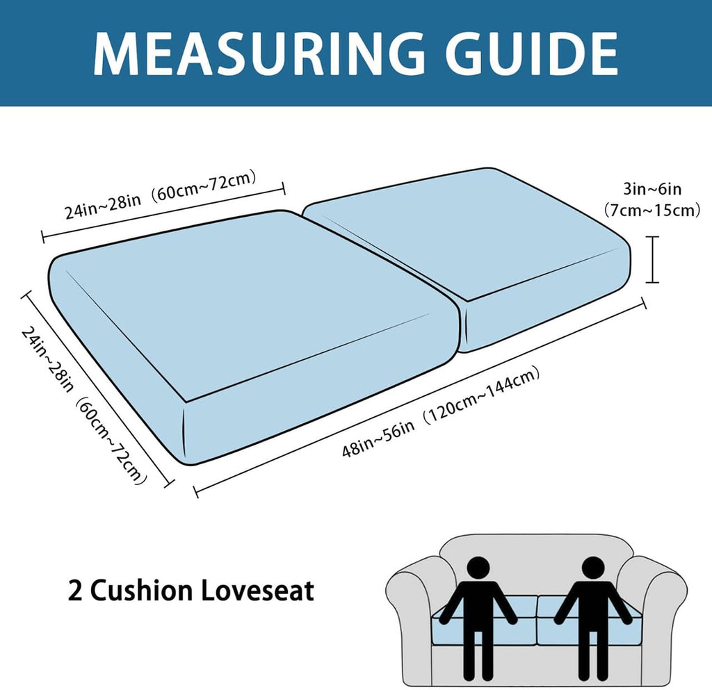 Loveseat Cushion Covers Leather-Look 2PC Stretch Love Seat Slipcover Sets for Living Room Individual Couch Seat Protector, Pet-Friendly, Non-Slip, Easy Fit - Coffee
