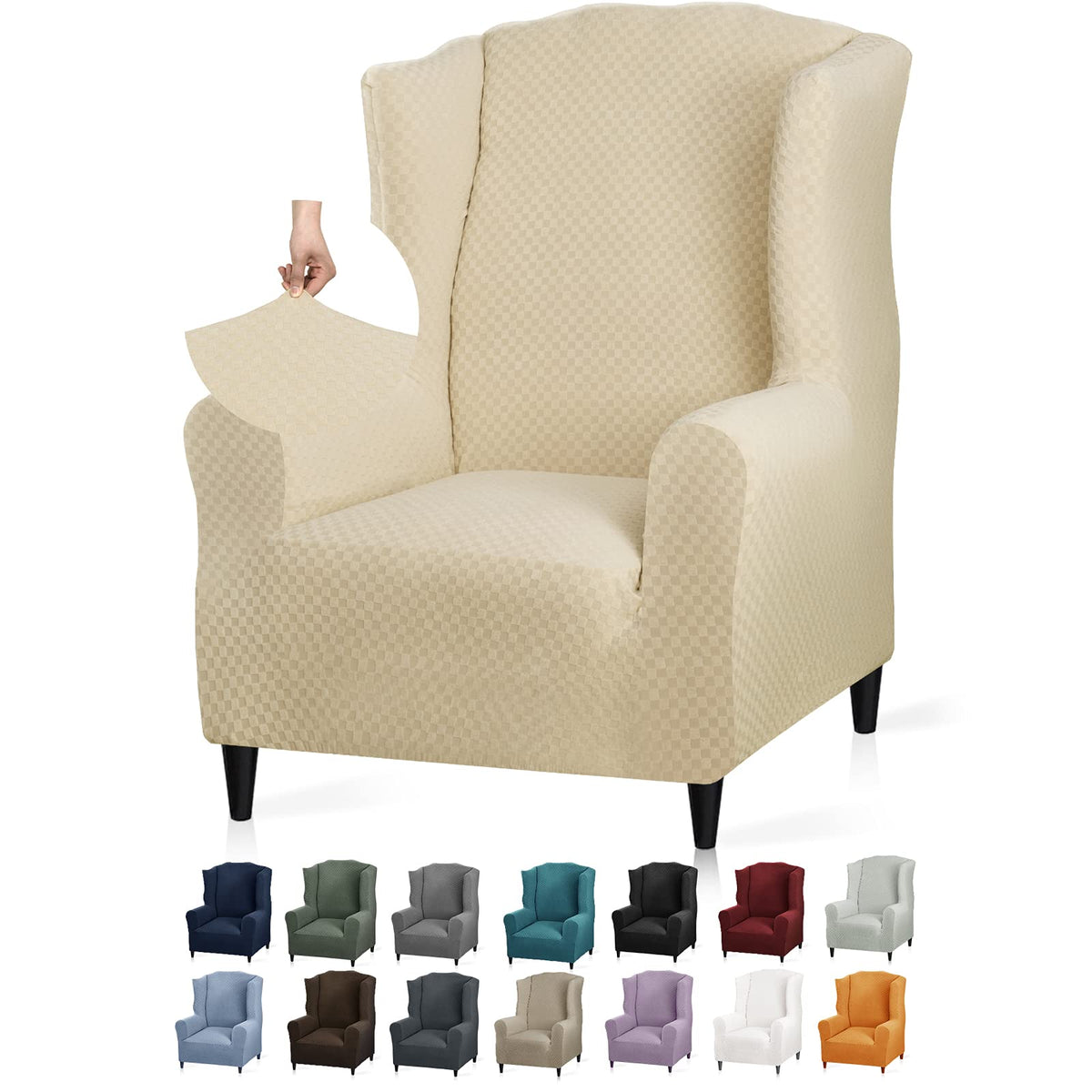YEMYHOM 2 Packs Latest Checkered Dining Chair Slipcover Parsons Chair Furniture Protector Stretch Chair Covers for Dining Room, Restaurant, Kitchen, Party (Light Gray)