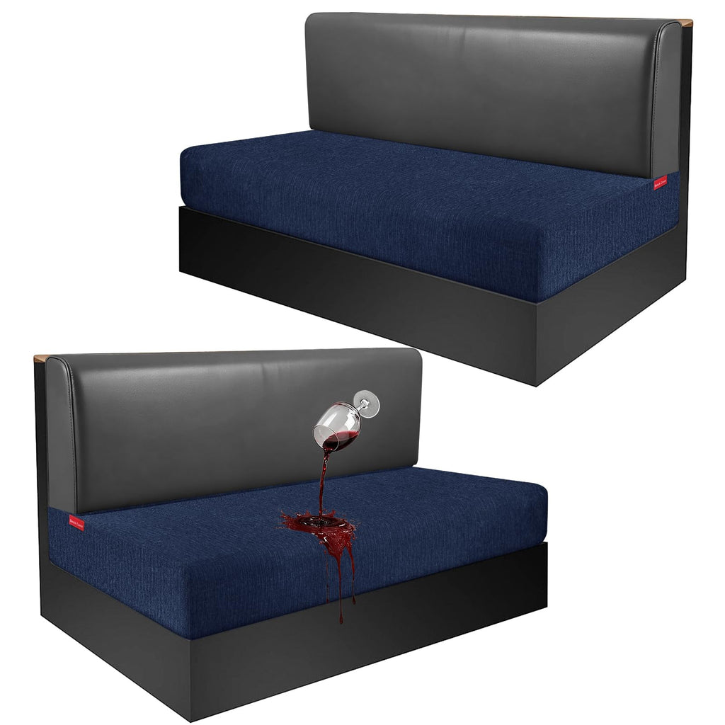Waterproof RV Dinette Cushion Covers - Stretch Fabric Camper Seat Slipcover Replacement, Washable RV Couch Cover Designed for Camper Car Bench (Loveseat 2 Bench Cover, Blue Grey)