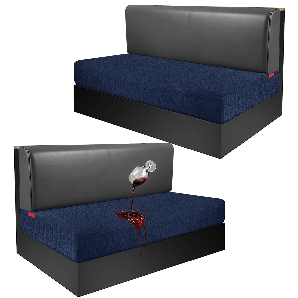 Waterproof RV Dinette Cushion Covers - Stretch Fabric Camper Seat Slipcover Replacement, Washable RV Couch Cover Designed for Camper Car Bench (Loveseat 2 Bench Cover, Blue Grey)