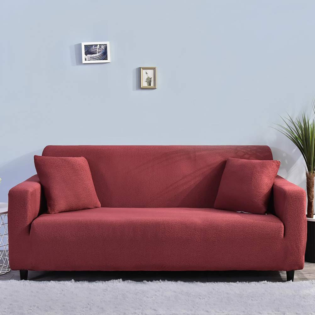 Waterproof Solid Colors Sofa Slipcover, Armchair Loveseat 1/2/3/4 Seater Elastic Seersucker Non Slip Cushion Covers, Durable Wear Resistant Furniture Protection Yolk Yellow 35-55"