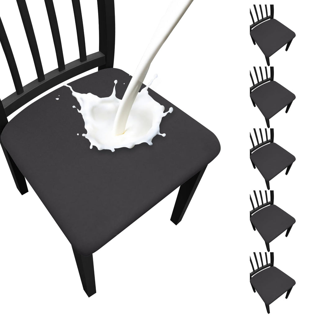 Waterproof Dining Chair Seat Covers Set of 6, Stretch Removable Dining Room Seat Covers for Dining Chairs, Kitchen, Hotel, Party