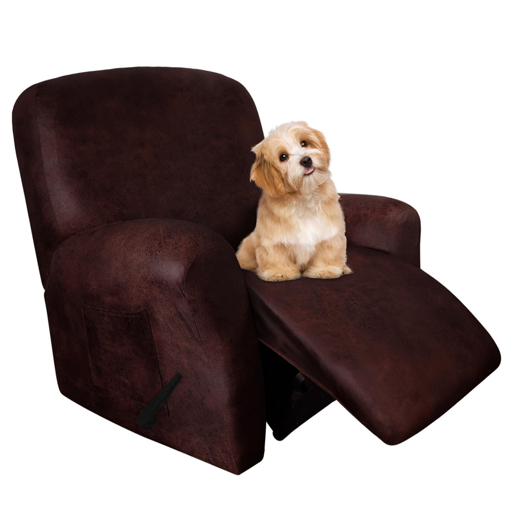 molasofa Leather Like Additional Recliner Console Cover for Reclining Loveseat Covers Stretch Jacquard Middle Consolefor Recliner Couch(Dark Brown)