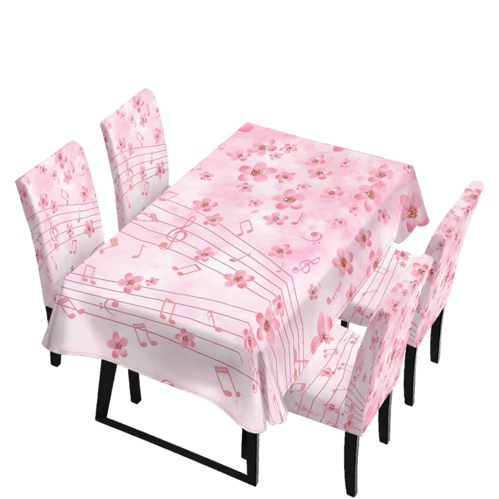 Stain Resistant Tablecloths and Dining Seat Covers Set of 5, Kitchen Chair Slipcovers Washable Table Slipcover Chair Seat Covers for Kitchen Restaurant, Chicken Cactus Print