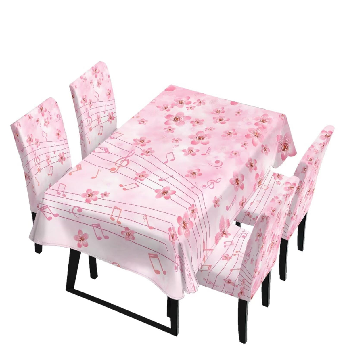 Stain Resistant Tablecloths and Dining Seat Covers Set of 5, Kitchen Chair Slipcovers Washable Table Slipcover Chair Seat Covers for Kitchen Restaurant, Chicken Cactus Print