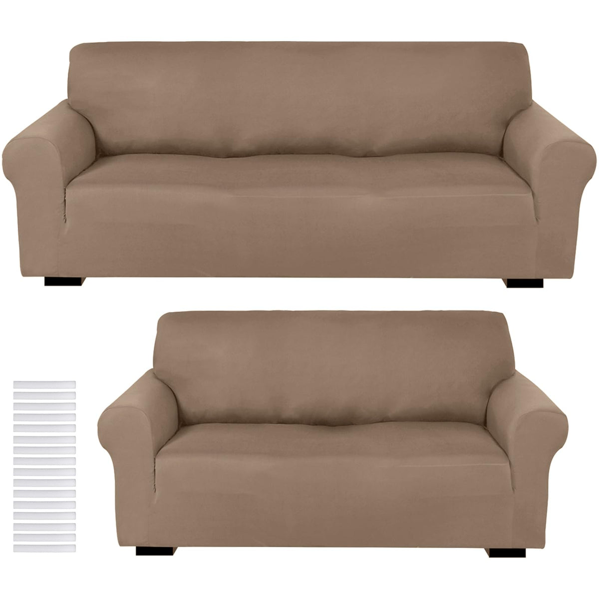 Peryiter 2 Pcs Couch and Loveseat Sofa Covers,Navy Blue,Milk Silk