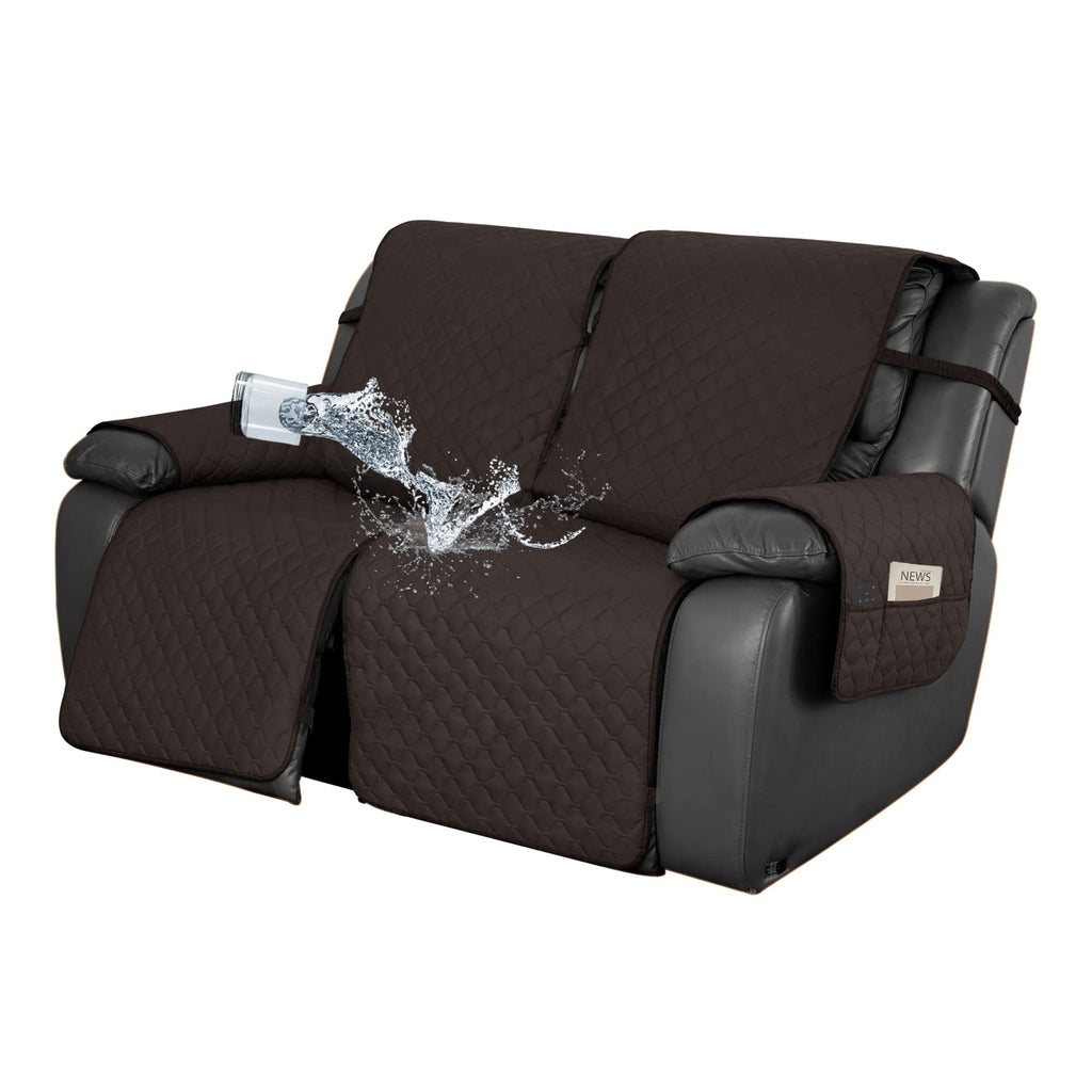 Easy-Going Waterproof Recliner Loveseat Sofa Cover with Pocket, 1-Piece Reversible Couch Cover for 2 Seat Recliner, Protector with Elastic Straps for Pets(Recliner Loveseat, Gray/Light Gray)