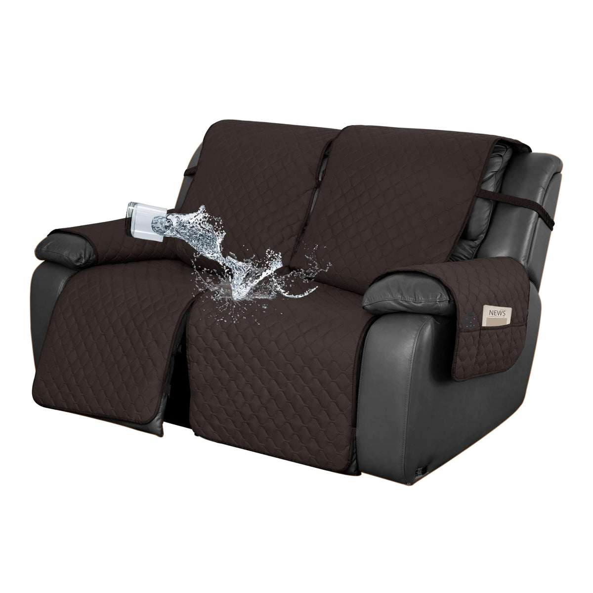 Easy-Going Waterproof Recliner Loveseat Sofa Cover with Pocket, 1-Piece Reversible Couch Cover for 2 Seat Recliner, Protector with Elastic Straps for Pets(Recliner Loveseat, Gray/Light Gray)
