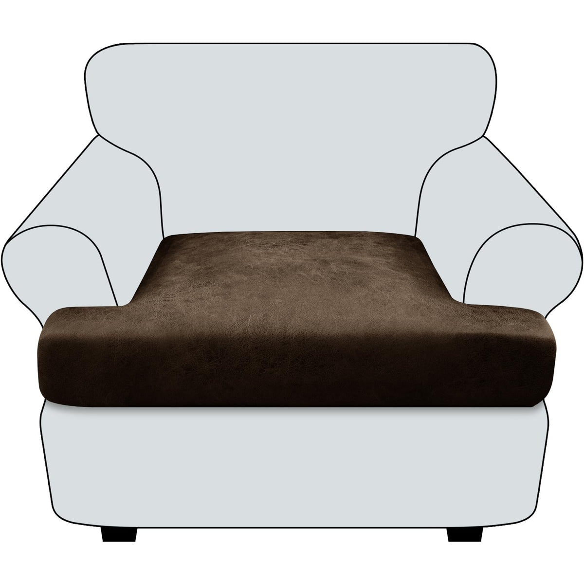 Loveseat Cushion Covers Leather-Look 2PC Stretch Love Seat Slipcover Sets for Living Room Individual Couch Seat Protector, Pet-Friendly, Non-Slip, Easy Fit - Coffee