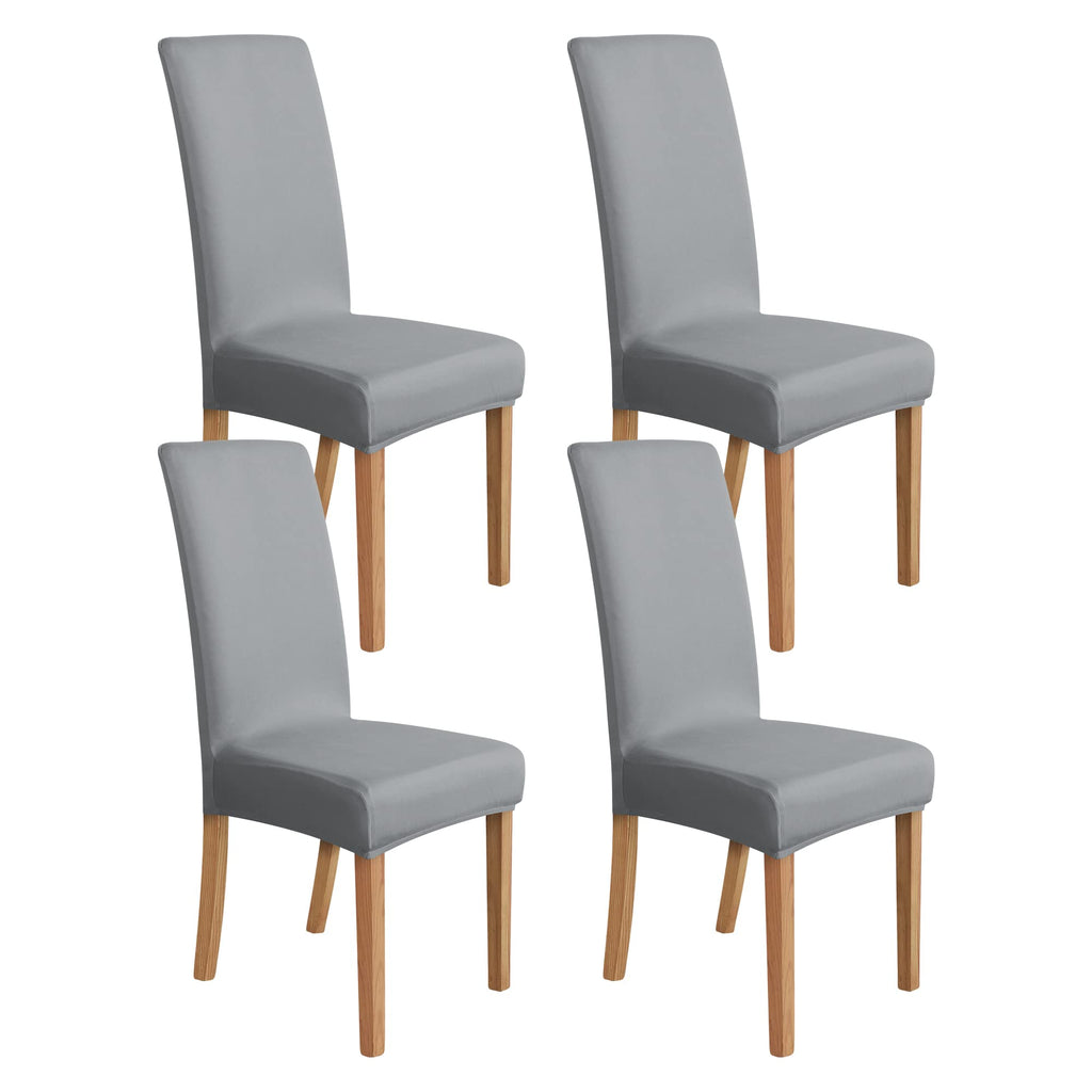 Amazon Basics Dining Chair Covers, Stretch Parson/Dining Chair Slipcover, Removable Washable Chair Protector for Home/Restaurant/Banquet, Light Grey, 6-Pack