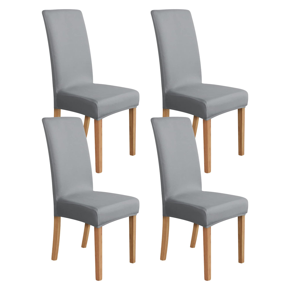 Amazon Basics Dining Chair Covers, Stretch Parson/Dining Chair Slipcover, Removable Washable Chair Protector for Home/Restaurant/Banquet, Light Grey, 6-Pack