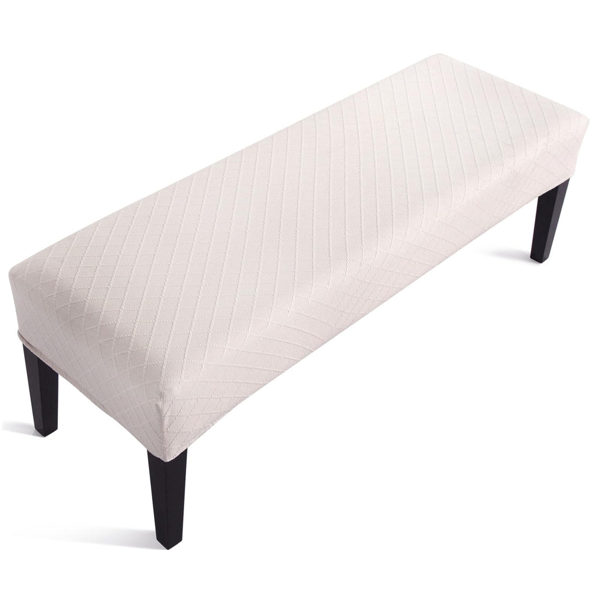 Fuloon Stretch Jacquard Dining Bench Cover - Anti-Dust Removable Bench Slipcover Washable Seat Cushion Protector for Bedroom, Kitchen, Hotel, Banquet (Beige)
