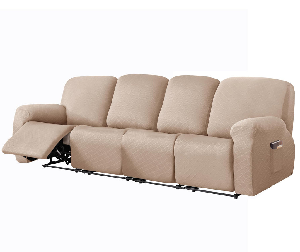 vctops Diamond Recliner Loveseat Slipcover 6-Pieces Stretch Dual Recliner Sofa Covers for 2 Seat Dual Reclining Loveseat Couch Soft Solid Furniture Protector (Dark Coffee,2 Seat)