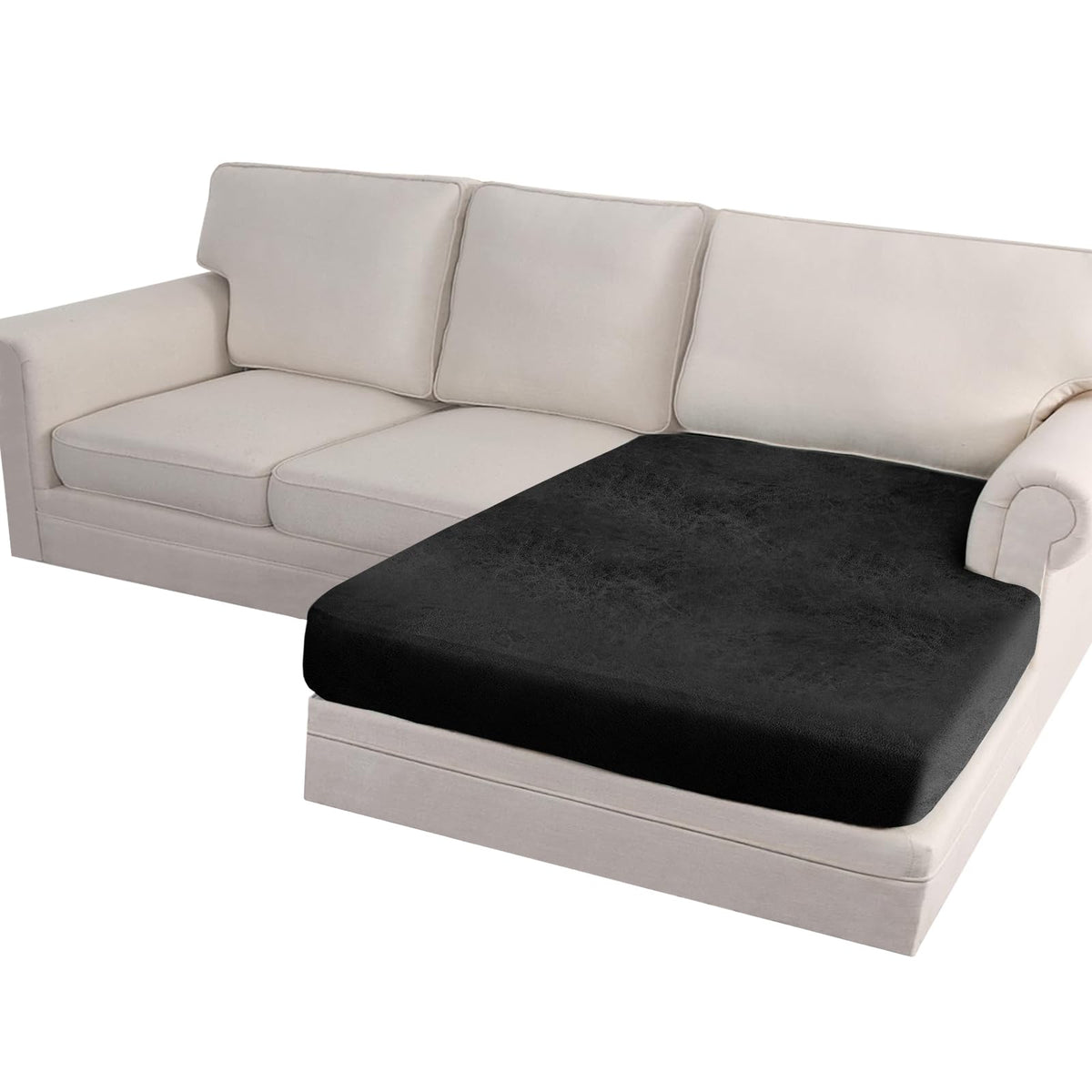 Loveseat Cushion Covers Leather-Look 2PC Stretch Love Seat Slipcover Sets for Living Room Individual Couch Seat Protector, Pet-Friendly, Non-Slip, Easy Fit - Coffee