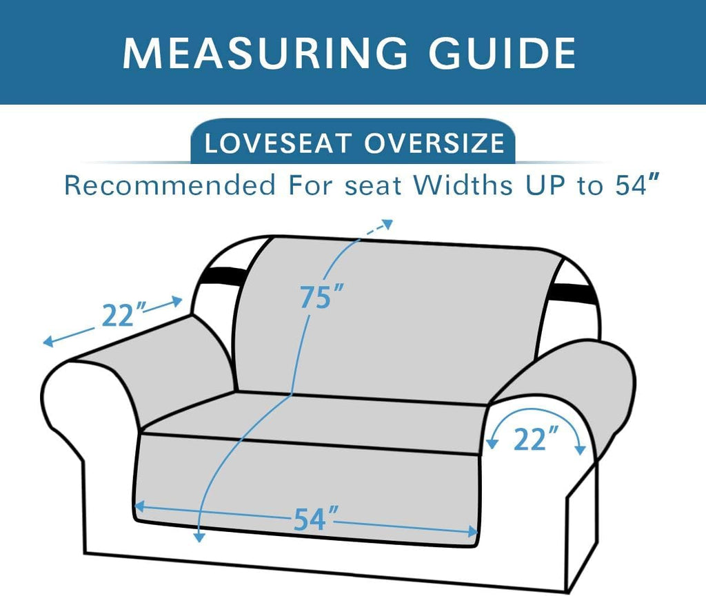 H.VERSAILTEX Reversible Couch Cover for 2 Cushion Couch Water Resistant Loveseat Washable Furniture Cover with Non-Slip Elastic Strap for Dogs, Pets, Kids(Oversized Loveseat, Charcoal Grey)