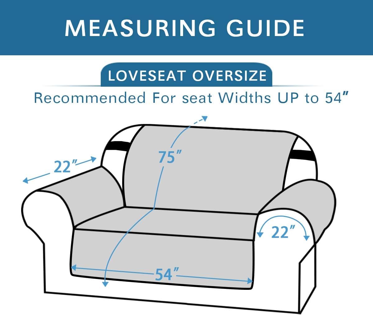 H.VERSAILTEX Reversible Couch Cover for 2 Cushion Couch Water Resistant Loveseat Washable Furniture Cover with Non-Slip Elastic Strap for Dogs, Pets, Kids(Oversized Loveseat, Charcoal Grey)