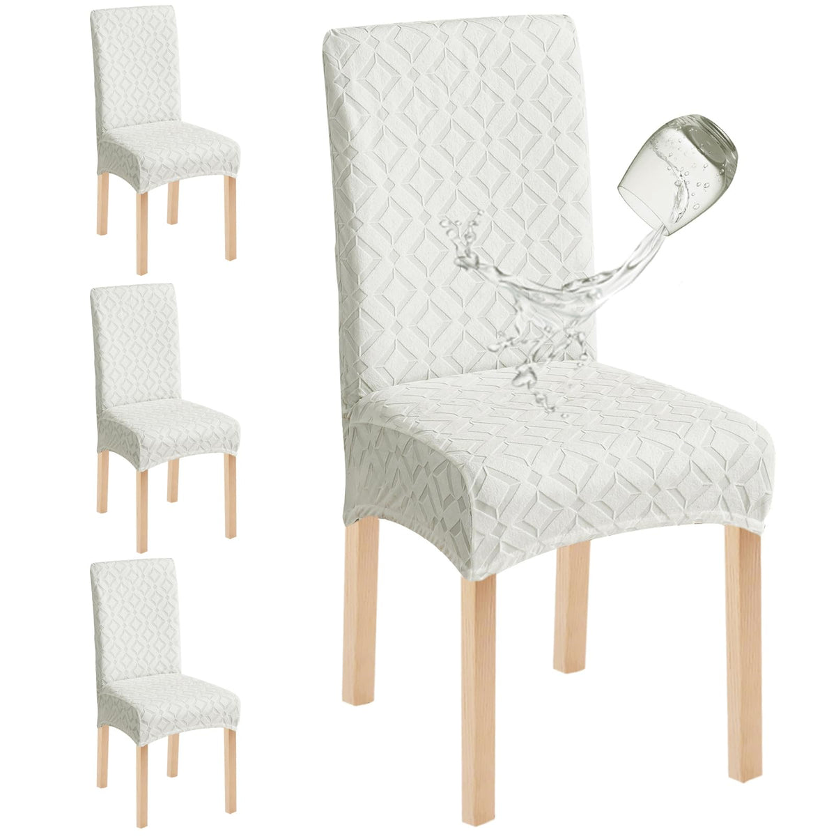 Genina Waterproof Dining Chair Covers Set of 4, Stretch Chair Slipcovers