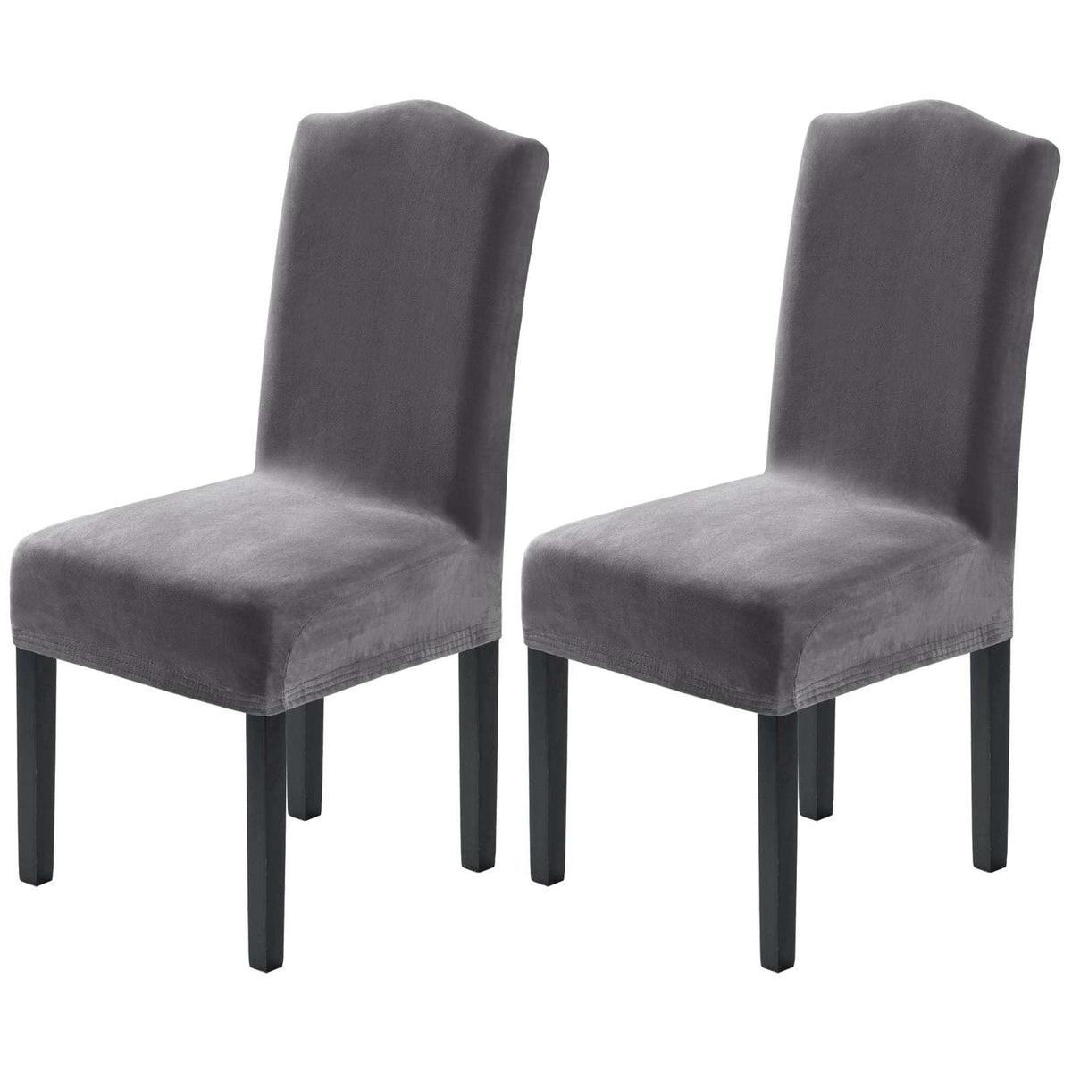 H.VERSAILTEX Dining Chair Covers Velvet Stretch Chair Covers for Dining Room Set of 6 Parson Chair Slipcovers Chair Protectors Covers, Soft Thick Solid Velvet Fabric Washable, Ivory