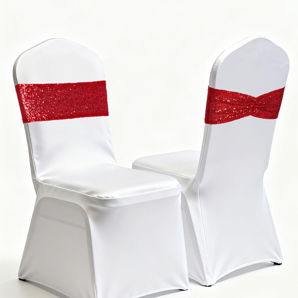 Eternal Beauty Set of 100 Sequin Gold Chair Sashes for Chair Cover Wedding Party Decorations