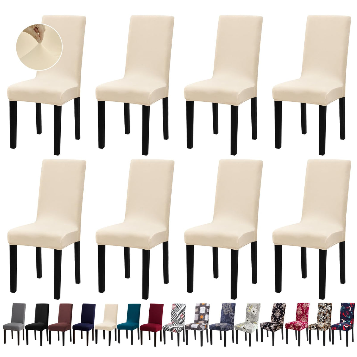 Chair Covers, Stretch Dining Room Chair Covers Set of 6, Removable Washable Dining Chair Slipcovers for Home, Hotel, Banquet