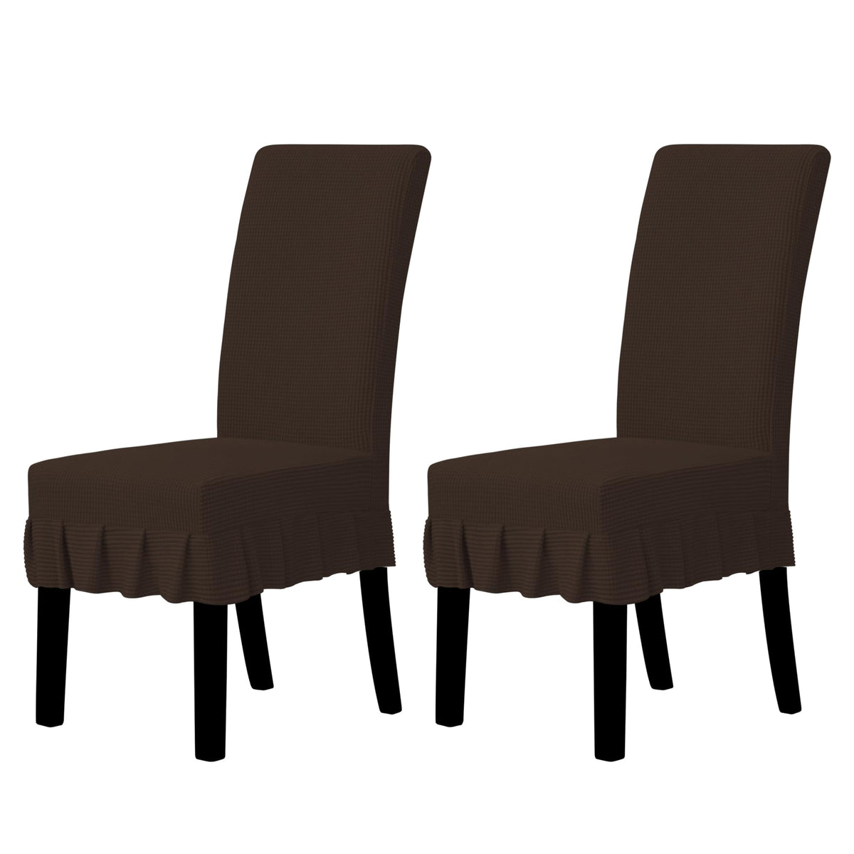 Easy-Going 2 PCS Stretch Dining Room Chair Covers with Skirt, Light Gray