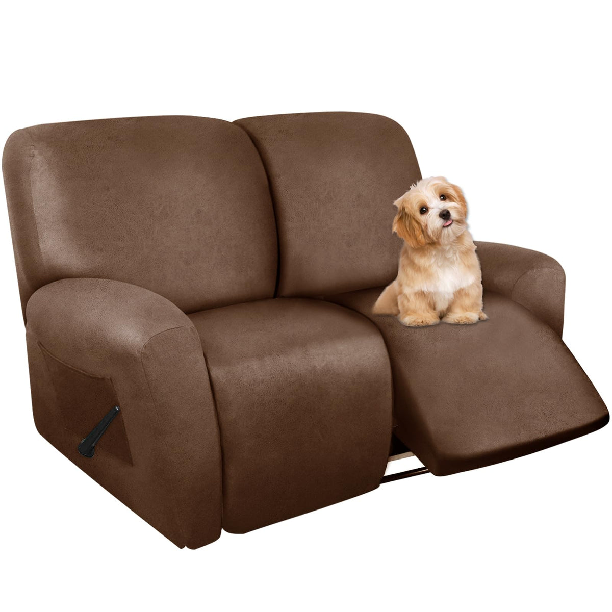 molasofa Leather Like Additional Recliner Console Cover for Reclining Loveseat Covers Stretch Jacquard Middle Consolefor Recliner Couch(Dark Brown)