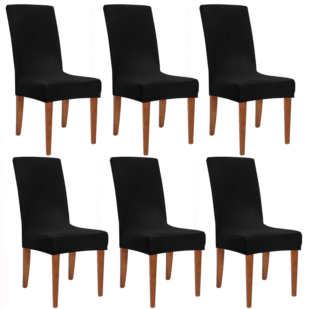 Obstal Black Stretch Spandex Dining Room Chair Covers ?Set of 4 Universal Removable Washable Chair Seat Slipcovers Protector for Kitchen, Ceremony, Wedding, Banquet, Hotel and Party