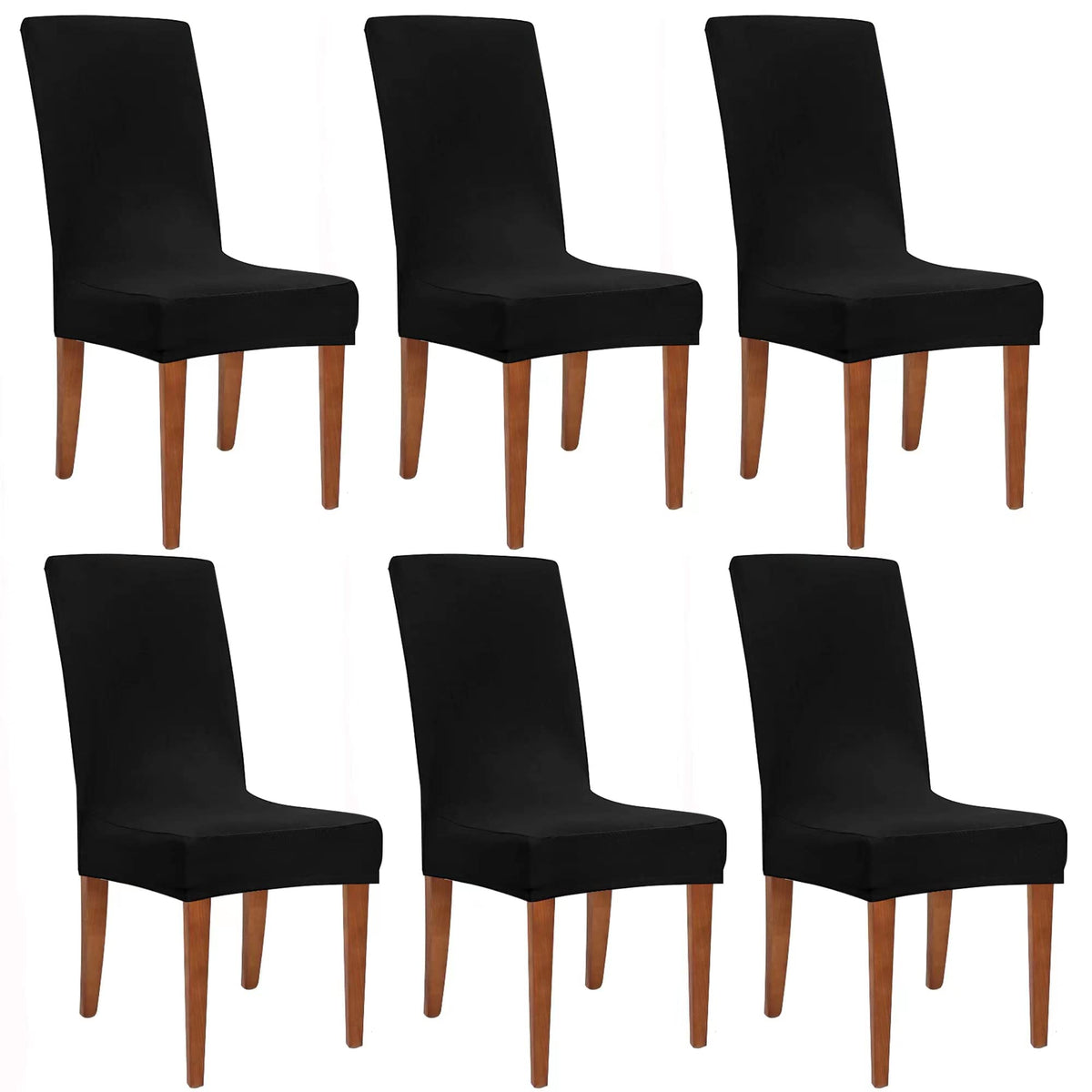 Obstal Black Stretch Spandex Dining Room Chair Covers ?Set of 4 Universal Removable Washable Chair Seat Slipcovers Protector for Kitchen, Ceremony, Wedding, Banquet, Hotel and Party