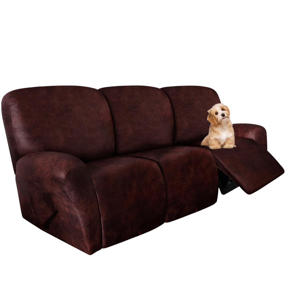 molasofa Leather Like Additional Recliner Console Cover for Reclining Loveseat Covers Stretch Jacquard Middle Consolefor Recliner Couch(Dark Brown)