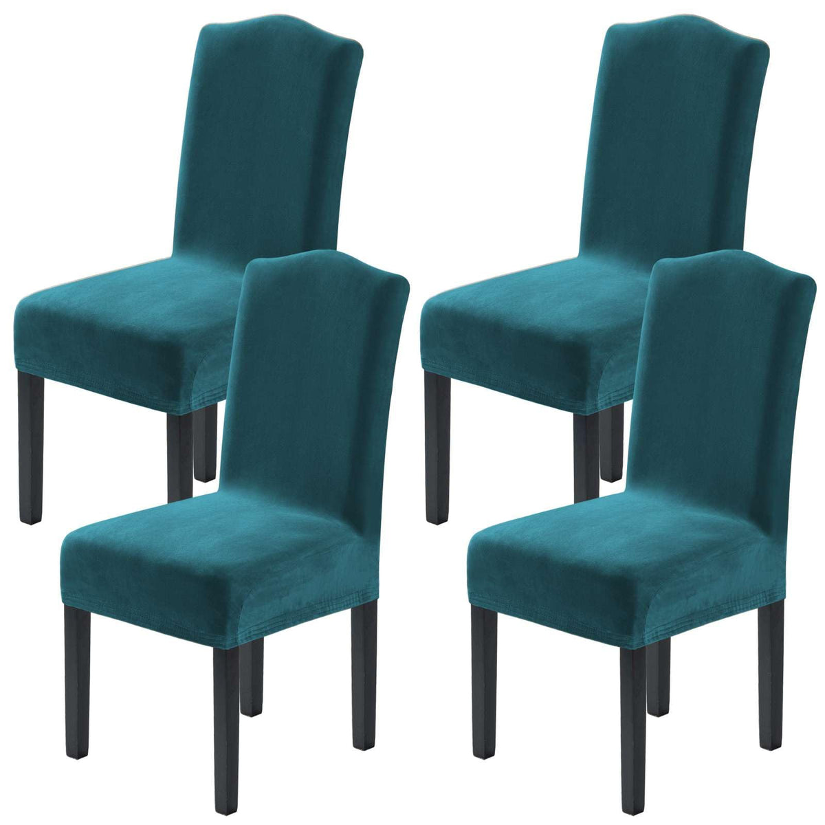 H.VERSAILTEX Dining Chair Covers Velvet Stretch Chair Covers for Dining Room Set of 6 Parson Chair Slipcovers Chair Protectors Covers, Soft Thick Solid Velvet Fabric Washable, Ivory