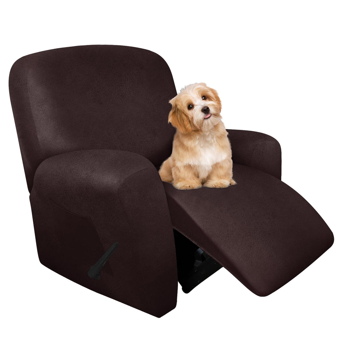 molasofa Leather Like Additional Recliner Console Cover for Reclining Loveseat Covers Stretch Jacquard Middle Consolefor Recliner Couch(Dark Brown)