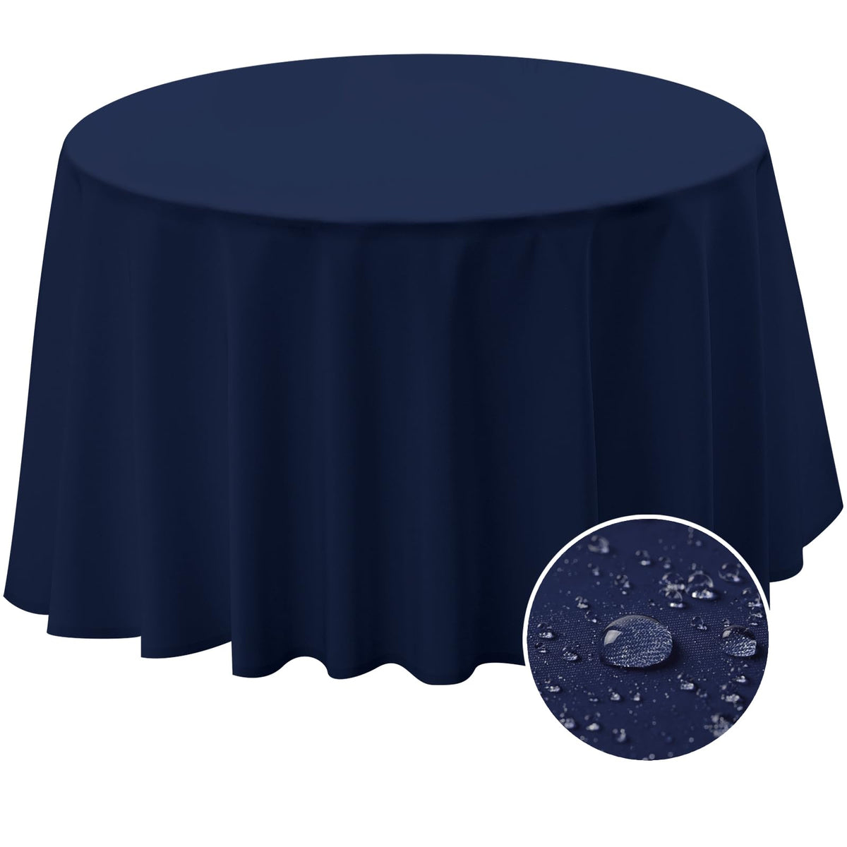 BYDOLL Table Cloth 60 Inch Round Tablecloth Fits Max50 Inch Diameter Table Top,Black Polyester Washable Wrinkle-Free Spillproof Tablecloth for Party Patio Cover