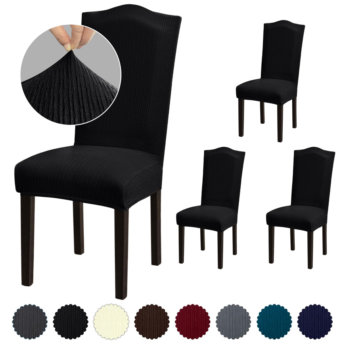 Stretch Dining Room Chair Covers Set of 6, Removable Washable Chair Covers for Dining Chairs,Dining Room, Hotel, Ceremony