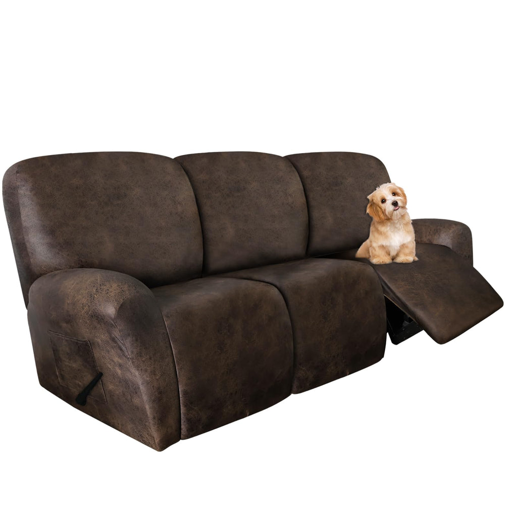 molasofa Leather Like Additional Recliner Console Cover for Reclining Loveseat Covers Stretch Jacquard Middle Consolefor Recliner Couch(Dark Brown)